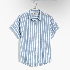 Cropped Button-Down Shirt in Stripe